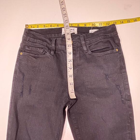 Frame Le Skinny De Jeanne Crop Black Jean Released Hem Frayed Jeans 25 - Picture 5 of 12